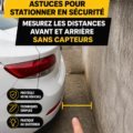 Une conductrice manœuvrant sa voiture pour se garer sans utiliser de capteurs, montrant une méthode de stationnement sécurisée.