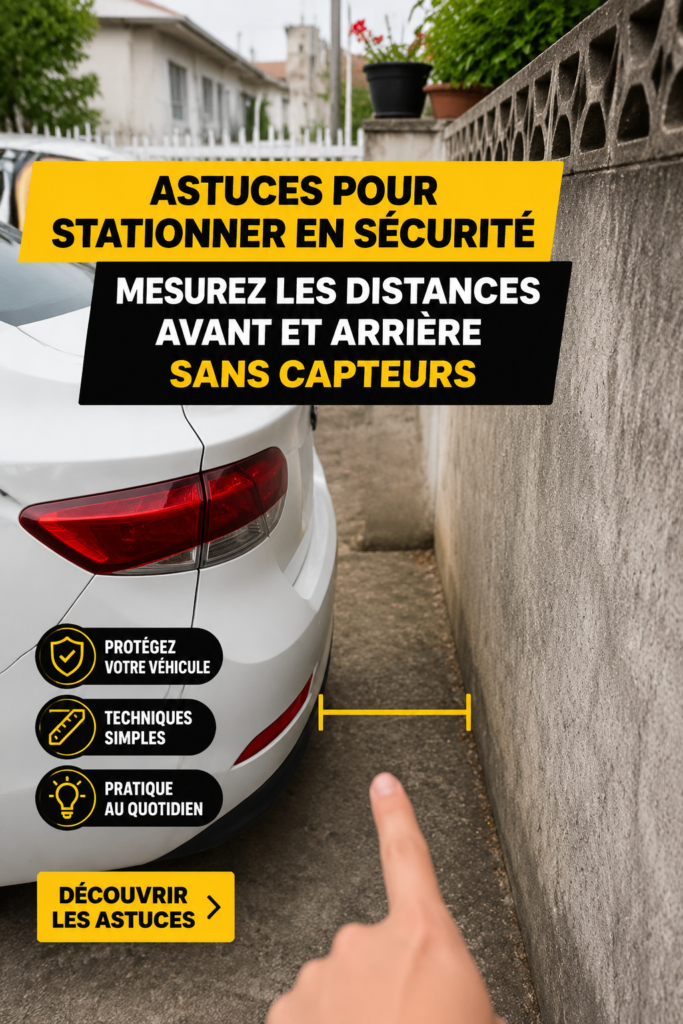 Une conductrice manœuvrant sa voiture pour se garer sans utiliser de capteurs, montrant une méthode de stationnement sécurisée.