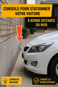 Voiture garée correctement avec distance sécuritaire du mur