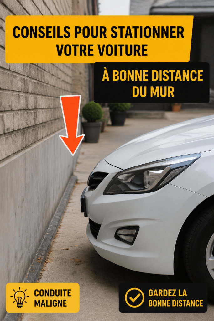 Voiture garée correctement avec distance sécuritaire du mur