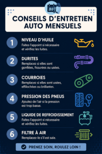 Une personne vérifiant l'huile de sa voiture lors d'un entretien mensuel.