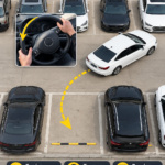 Une voiture bien garée dans un parking urbain