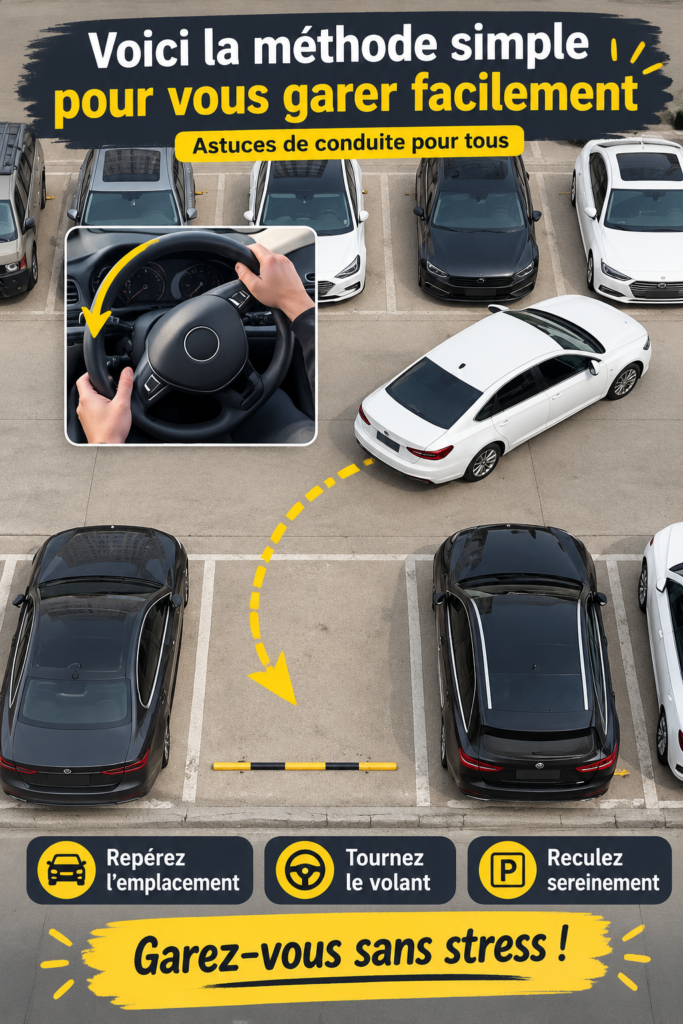 Une voiture bien garée dans un parking urbain