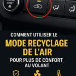 Illustration d'une voiture avec le système de recirculation d'air activé pour un confort de conduite accru.