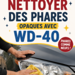 Phares de voiture propres et brillants après nettoyage avec du WD-40.
