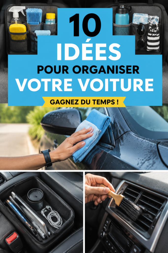 Voiture bien organisée avec des accessoires de rangement efficaces.