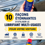 Utilisation du WD-40 sur une voiture pour son entretien.