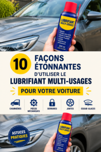 Utilisation du WD-40 sur une voiture pour son entretien.